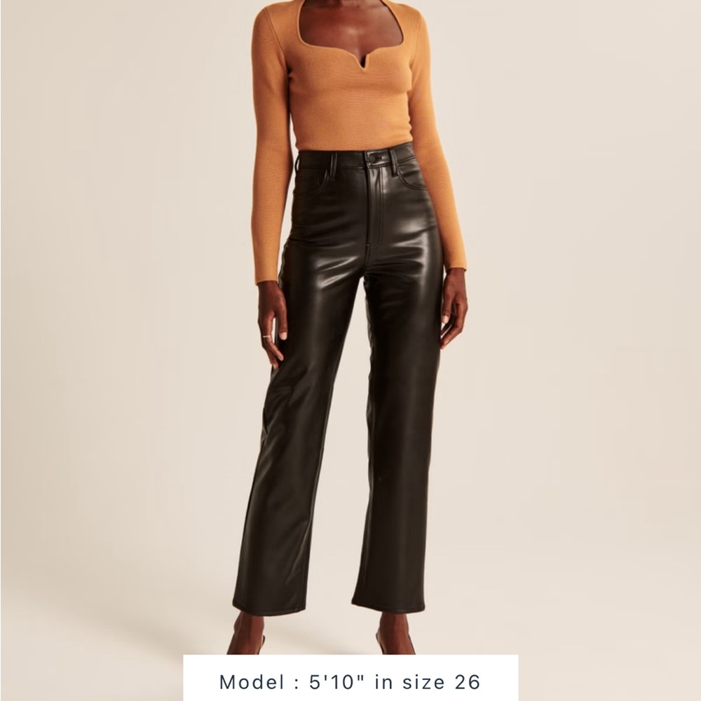 Abercrombie & Fitch Leather Pants the ankle straight ultra high rise 25 L